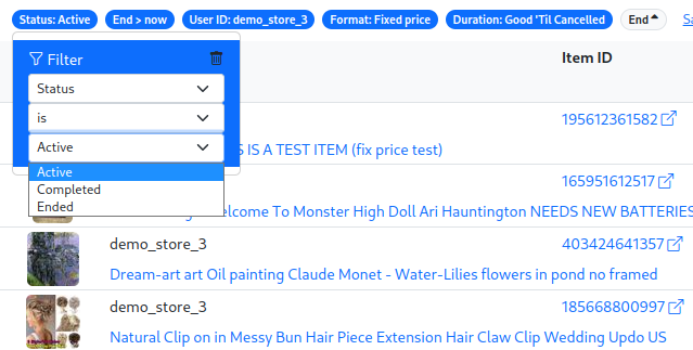 Screenshot - Flexible filters
